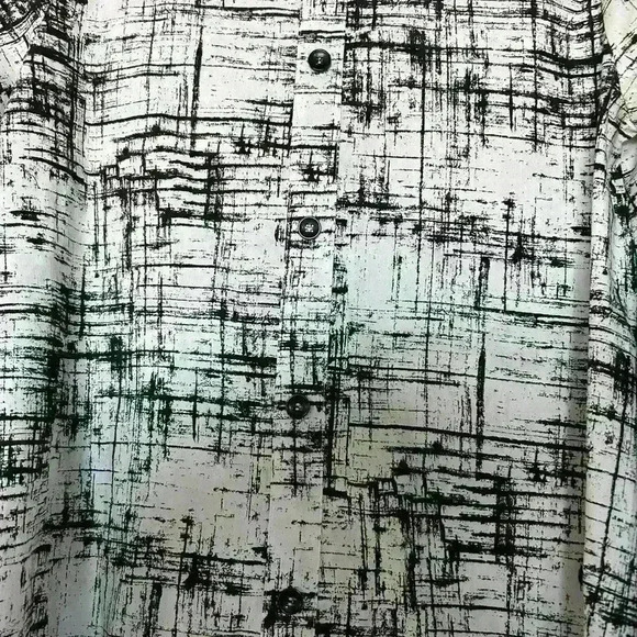 COMFY USA BUTTON FRONT TUNIC SZ S OVERSIZED BLACK WHITE PRINT COTTON BLEND - Picture 6 of 6